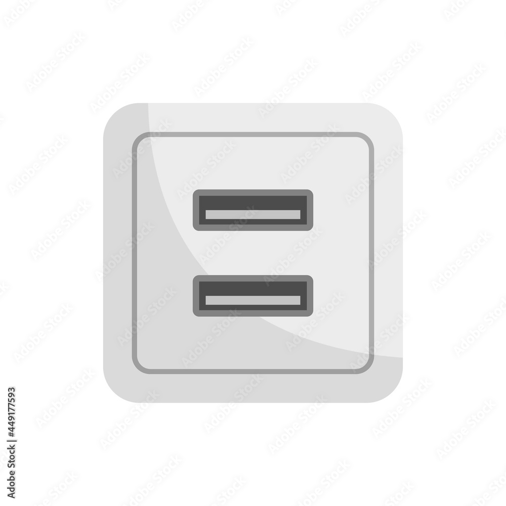 Usb power socket icon flat isolated vector Usb power socket icon flat isolated vector