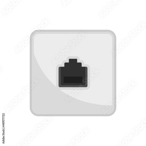 Lan port wall socket icon flat isolated vector