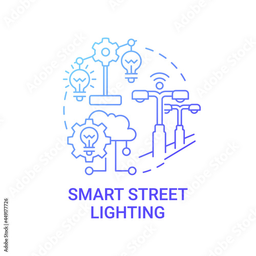 Smart street lighting gradient blue concept icon. Automatic streetlight abstract idea thin line illustration. Motion detection. Sensor for street torches. Vector isolated outline color drawing.