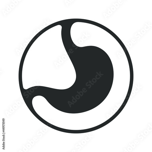 Fototapeta Naklejka Na Ścianę i Meble -  Stomach graphic icon. Human stomach sign in the circle isolated on white background. Vector illustration
