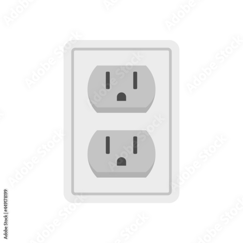 Double power socket icon flat isolated vector