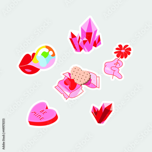 set of love icons stickers for your design