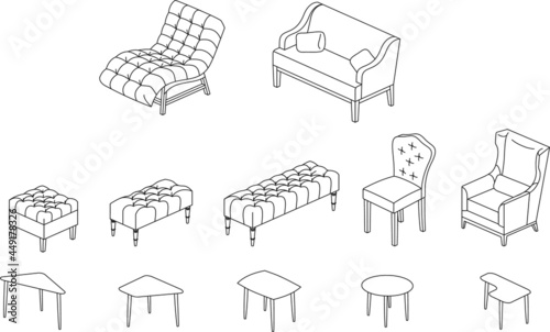 set of soft furniture icons