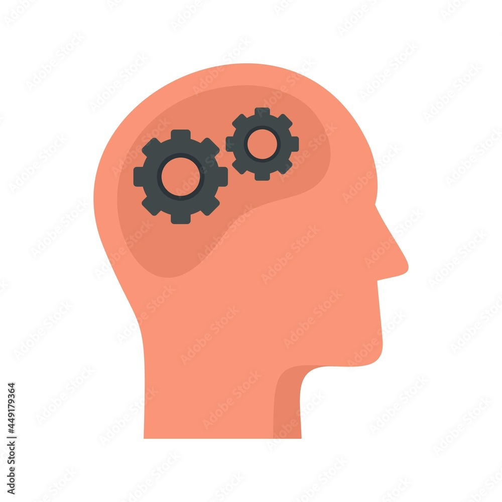 Gear system neuromarketing icon flat isolated vector Gear system neuromarketing icon flat isolated vector