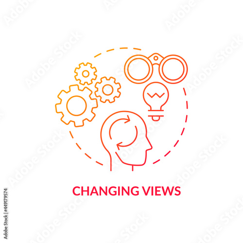 Intelligence formation mechanism red concept icon. Getting formal education. Personal development and realisation abstract idea thin line illustration. Vector isolated outline color drawing.