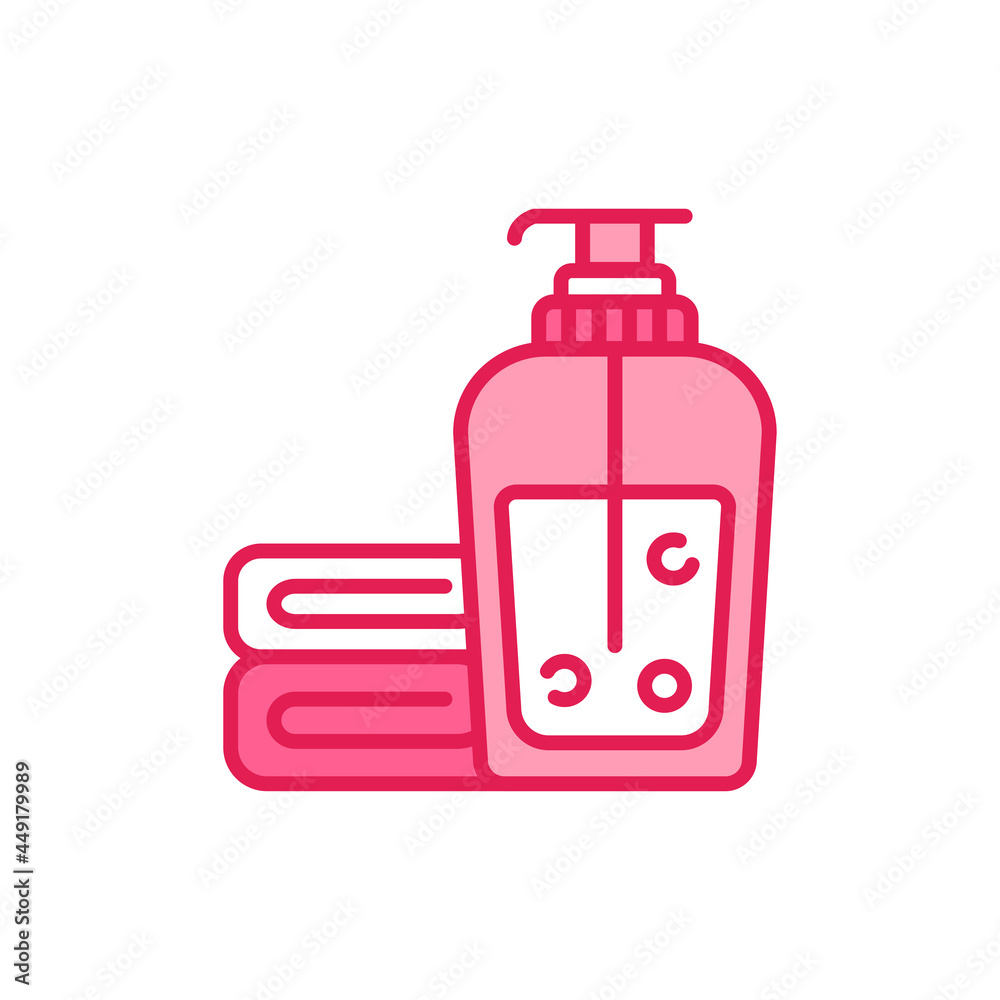 Face wash gel color line icon. Soap and towel. Skin care. Face wash gel color line icon. Soap and towel. Skin care.