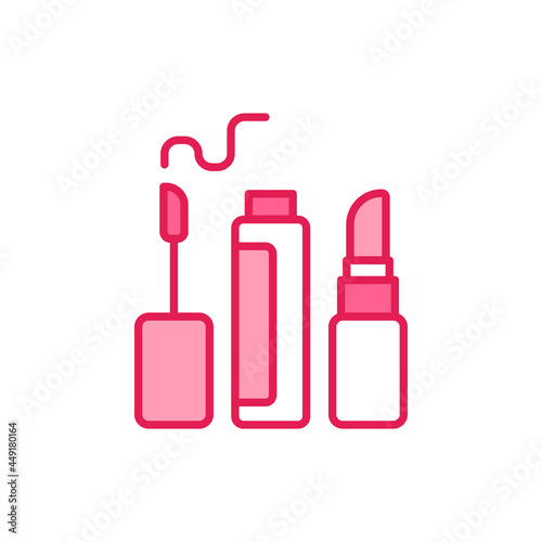 Lipstick and lip gloss color line icon. Decorative cosmetics sign.