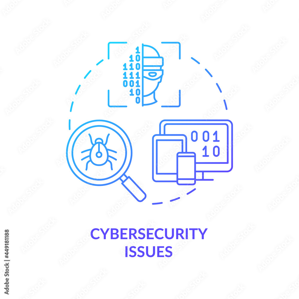 Cybersecurity issue blue gradient concept icon. Problem with corporate ...