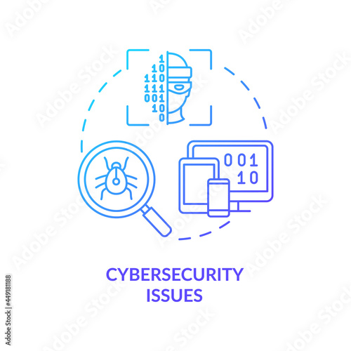 Cybersecurity issue blue gradient concept icon. Problem with corporate digital safety. Data protection. Startup company abstract idea thin line illustration. Vector isolated outline color drawing