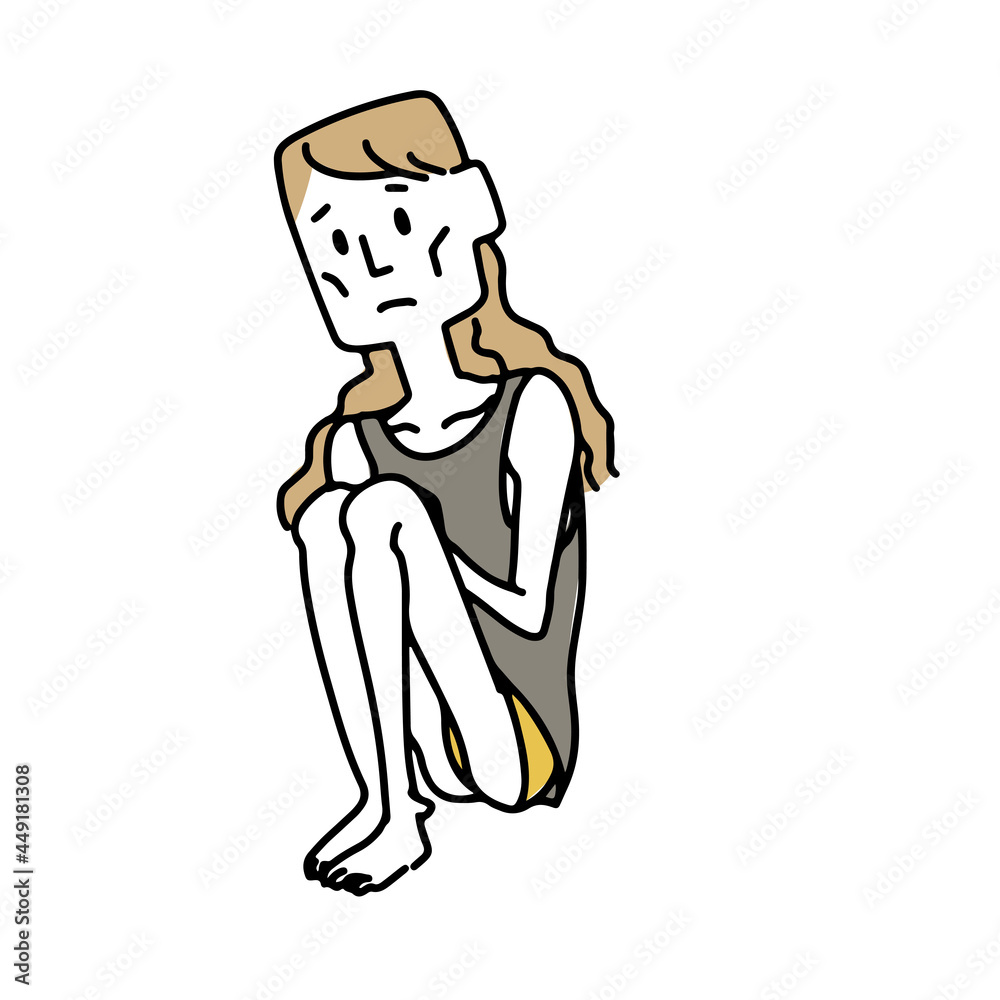 拒食症を患っている女性のイラスト
