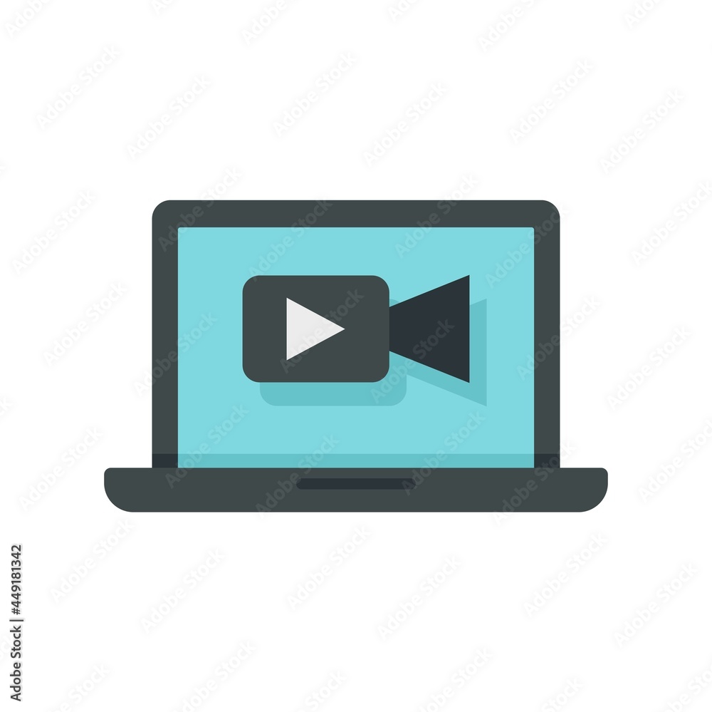 Remarketing online video icon flat isolated vector