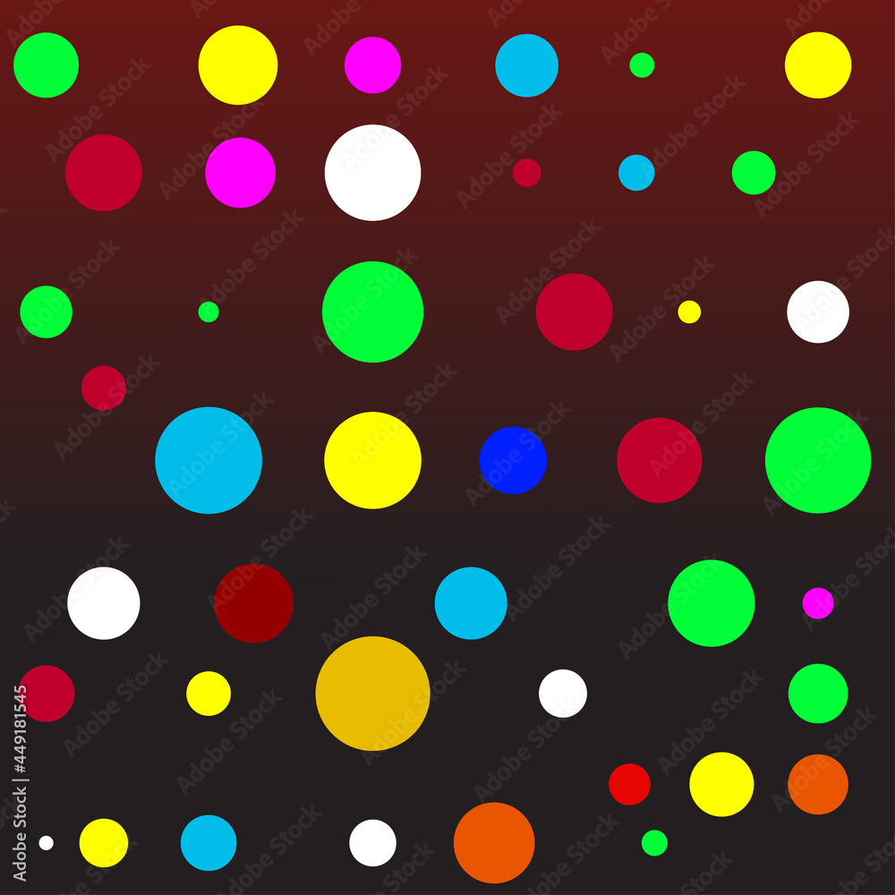 polkadot pattern, colorful polka dot circle on dark background. Modern style dot texture. Trendy print. Swatches. For printing, wrapping paper, wallpaper, textile, fabric
