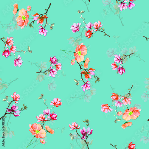 seamless pattern with butterflies and flowers © Fashion Street