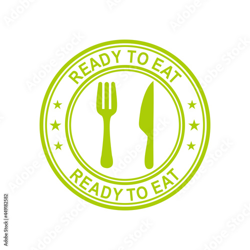 Ready to eat rubber stamp on white background