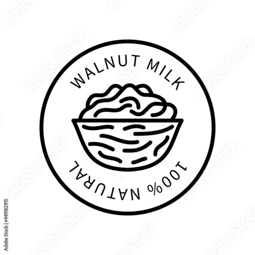 Icon Walnut Line Simple Style. Natural Product Containing Milk. Vector sign in a simple style isolated on a white background.