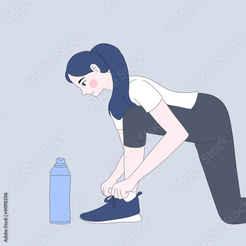 girl preparing jogging illustration