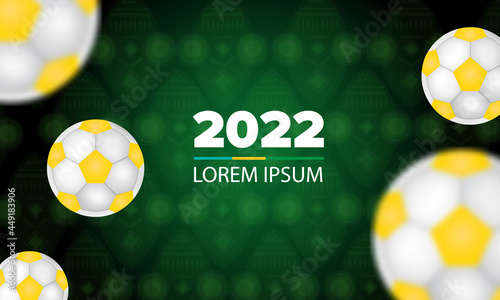 Soccer ball. Bright sports banner in yellow and green. Vector
