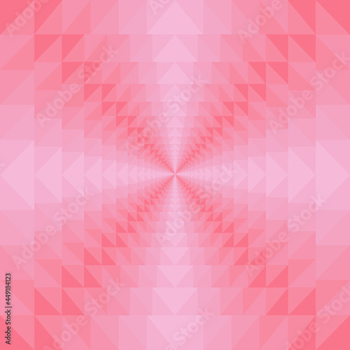 Red and light red alternating triangular vectors resemble crystals.