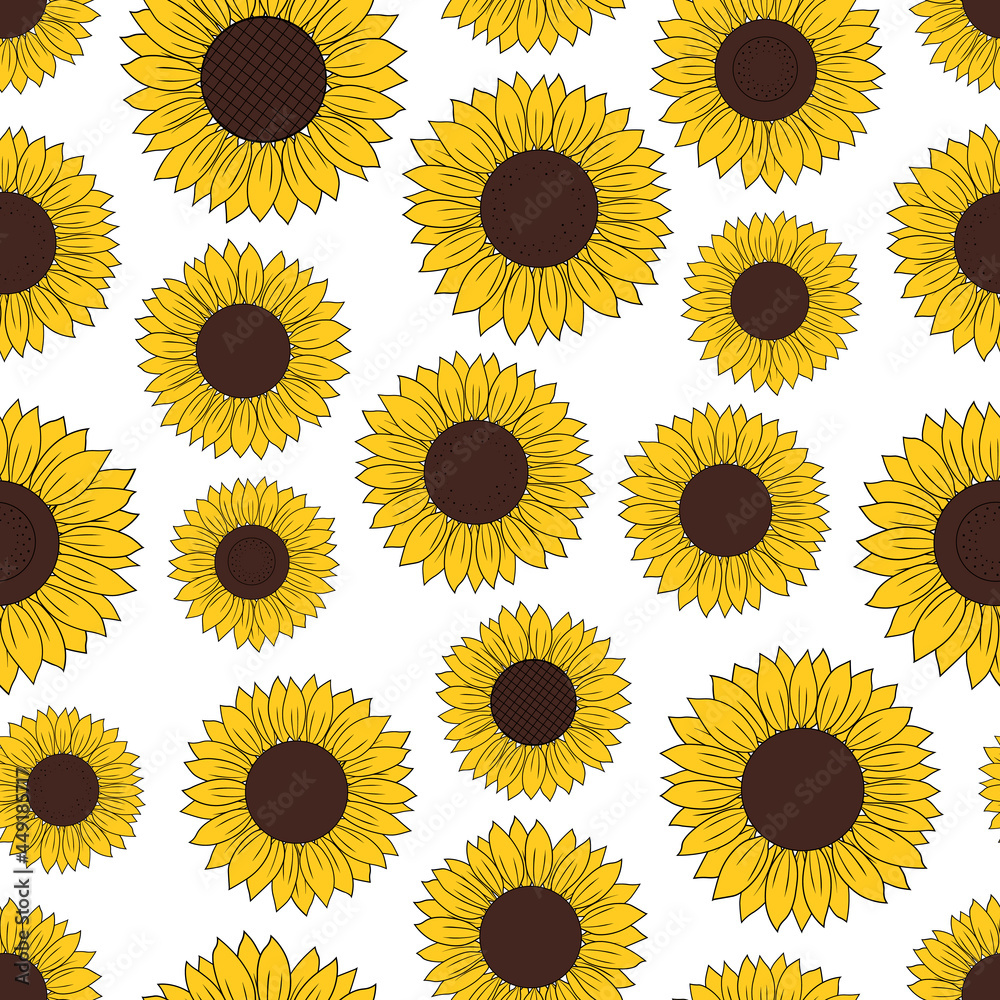 Seamless pattern sunflower graphics vector illustration