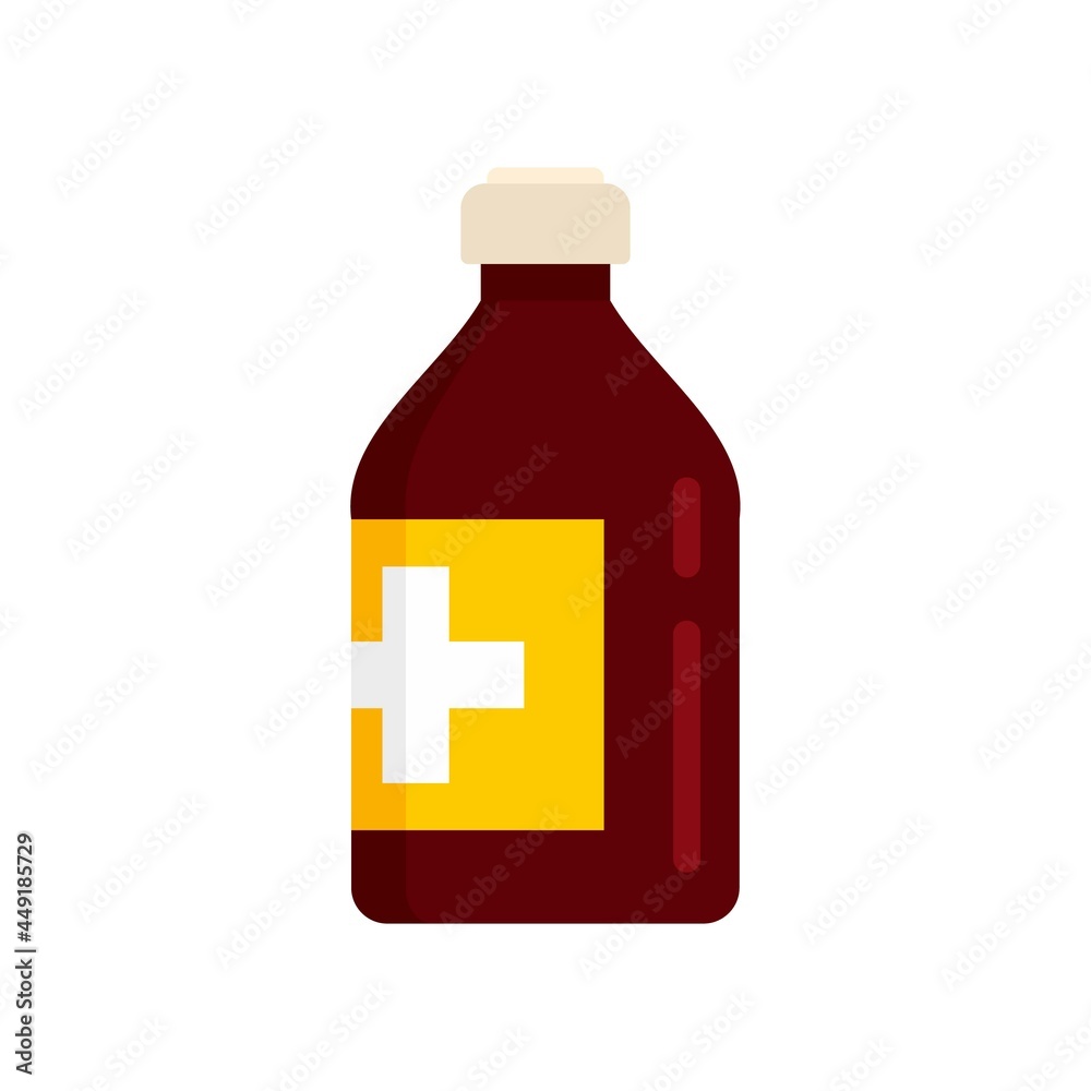 Vitamin cough syrup icon flat isolated vector Vitamin cough syrup icon flat isolated vector