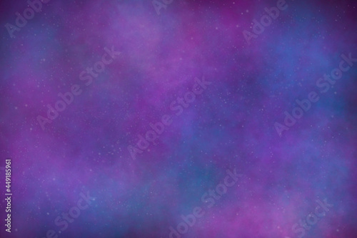 Abstract galaxy space background with bright shiny stars. Infinite cosmos with nebula and numerous white dot stars. Colorful stardust and milky way. Magic blue purple color universe in a starry night