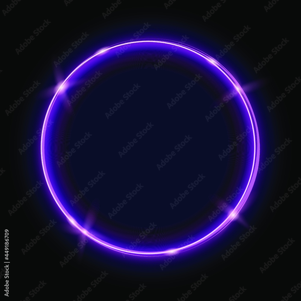 Neon round frame isolated on a black background Neon round frame isolated on a black background