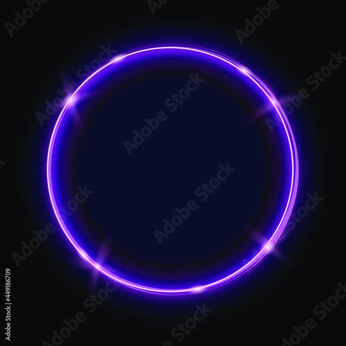 Neon round frame isolated on a black background