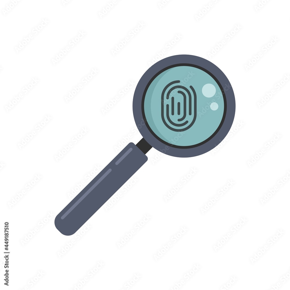 Policeman magnifier fingerprint icon flat isolated vector Policeman magnifier fingerprint icon flat isolated vector