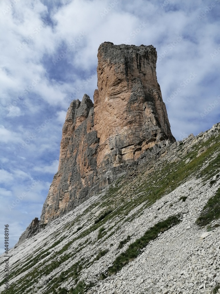 Trekking in Tre Cime in the Dolomites Mountains in Northern Italy