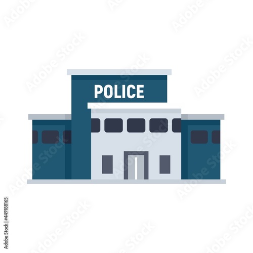 Police station building icon flat isolated vector