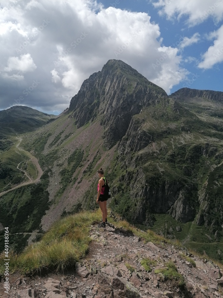 Fototapeta premium Hiking and camping in the wild and beautiful Dolomites Mountains in South Tyrol and Cortina in Italy