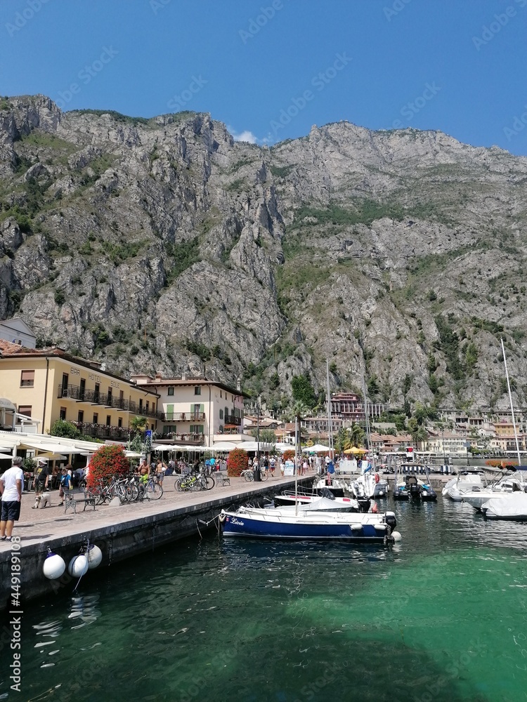 The stunning landscape around the small harbour towns in Lake Garda in Northern Italy, Europe