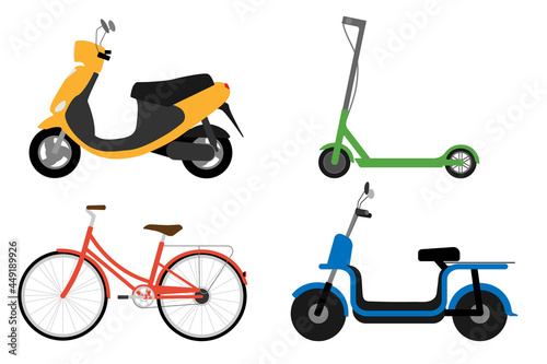 Eco friendly transport set. Ecological vehicle.