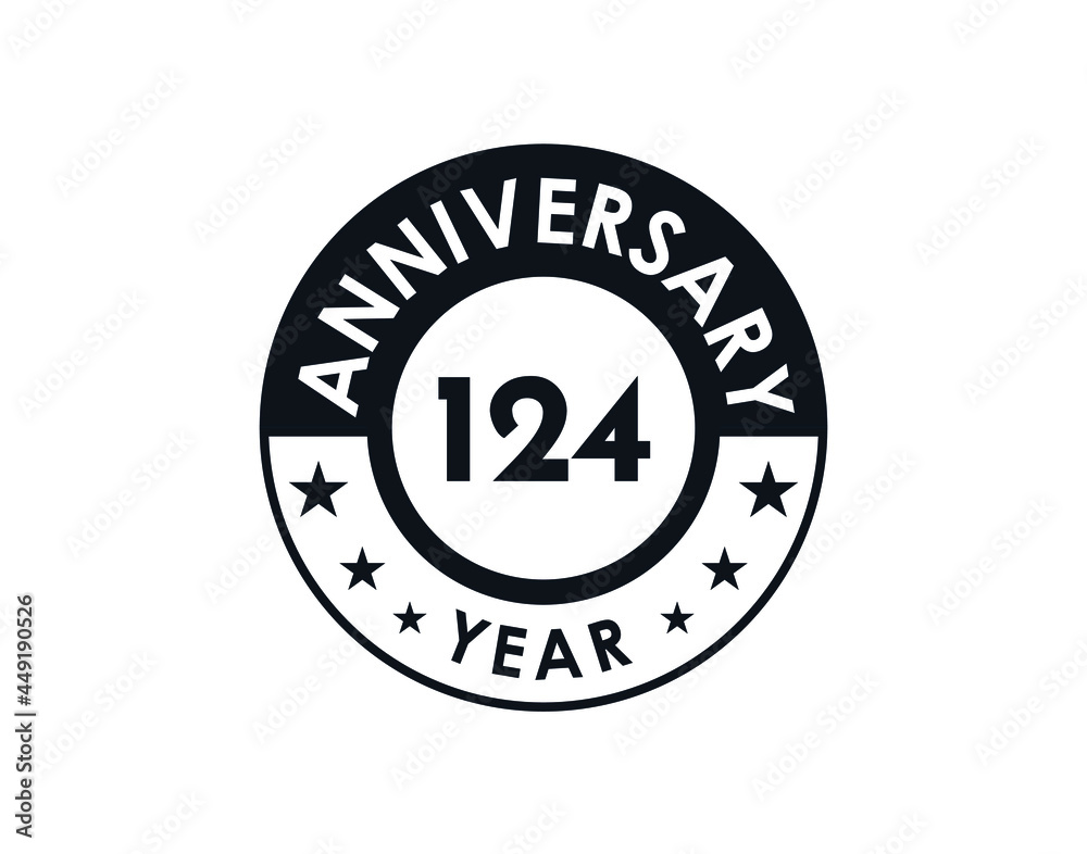 124 years anniversary badge vector design 124 years anniversary badge vector design