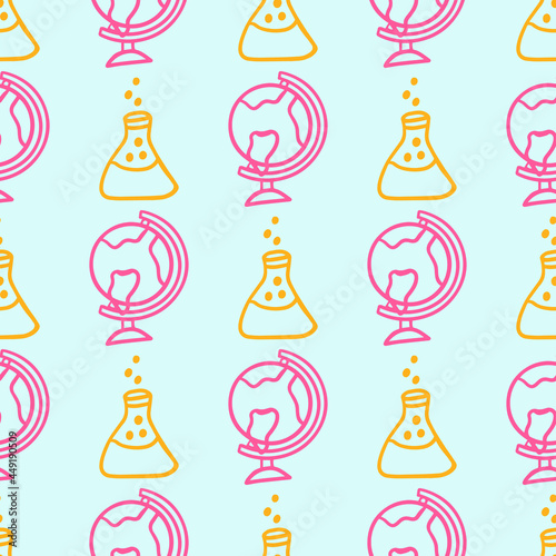 back to school pattern. Vector seamless pattern of school supplies stationery icons. Seamless doodle school equipment. Can be used for wallpaper, pattern fills, textile, web page background, surface 