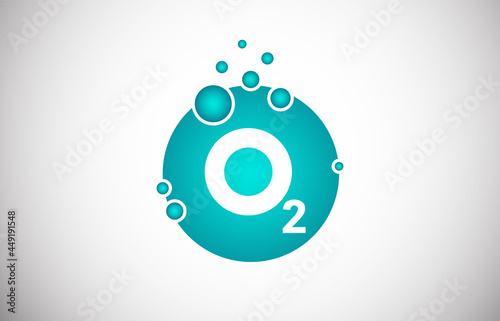 Oxygen O2 bubble logo design. Oxygen icon vector illustration.