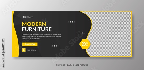 Modern furniture web banner template for ads, promotion 