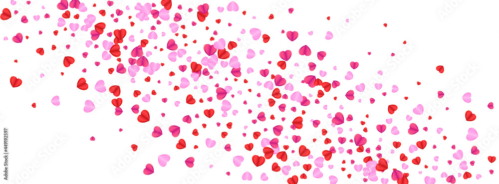 Violet Heart Background White Vector. Color Backdrop Confetti. Pink Blank Texture. Tender Heart Falling Illustration. Fond Cute Pattern.