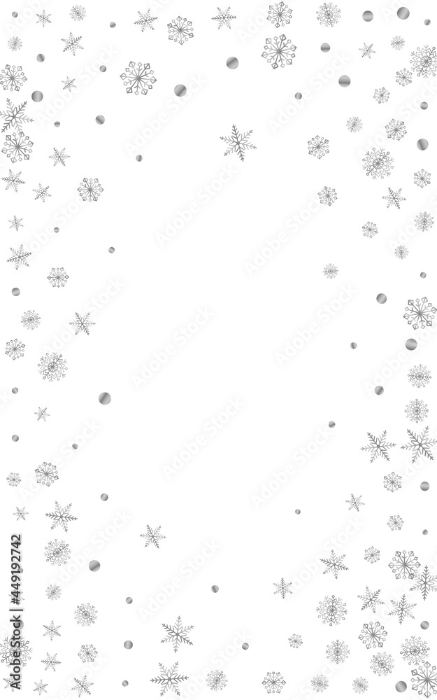 Metal Flake Background White Vector. Snow Isolated Card. Grey Dot Spray. Silver Happy Texture.