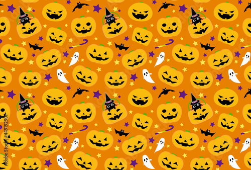 ハロウィーンのシームレスの背景イラスト