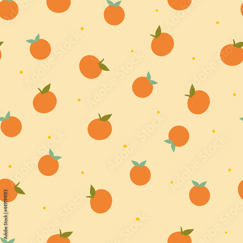 Seamless pattern with cute cartoon orange fruit for fabric print, textile, gift wrapping paper. colorful vector for textile, flat style