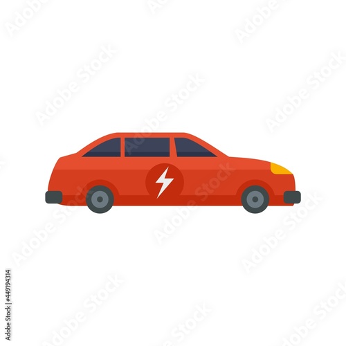 Electric car icon flat isolated vector