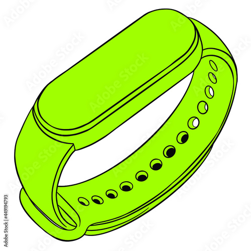 Fitness tracker. Sport and physical activity gadget. Calorie Counter Watches. Pedometer. Sport. Gym. Equipment. Fitness routine. Active lifestyle. Hand drawn illustration. Colorful icon.