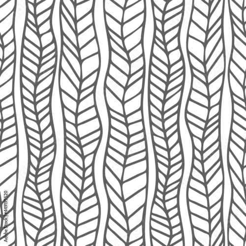 Abstract seamless pattern with braids or trace from car tires. Endless repeating dark lines isolated on white background