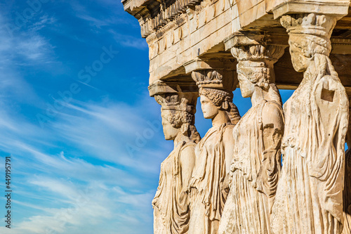 The famous Caryatids at Erechtheion temple Acropolis in Athens, Greece photo