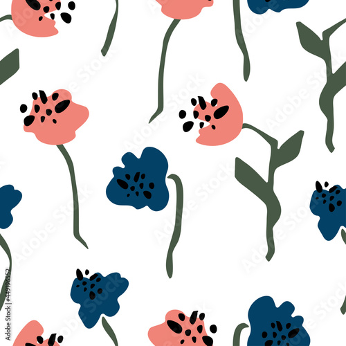 Floral raster seamless pattern. Floral botanical motifs. Illustration with flowers can be used for wallpapers  pattern fills  web page backgrounds surface textures. Gorgeous floral arrangement