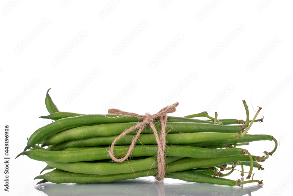 Several ripe green beans, close-up, isolated on white. Several ripe green beans, close-up, isolated on white.