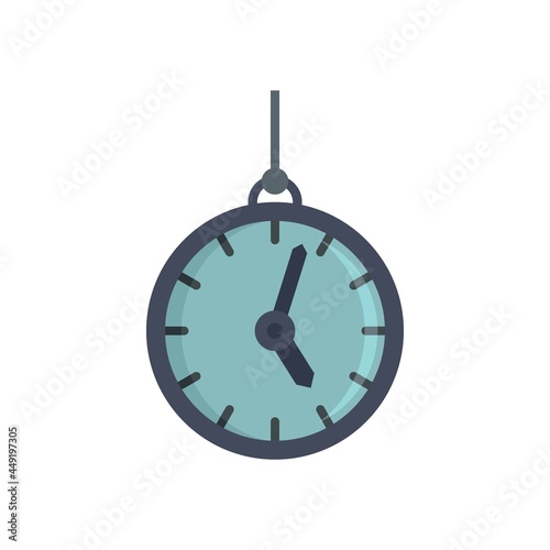 Hypnosis pendulum clock icon flat isolated vector