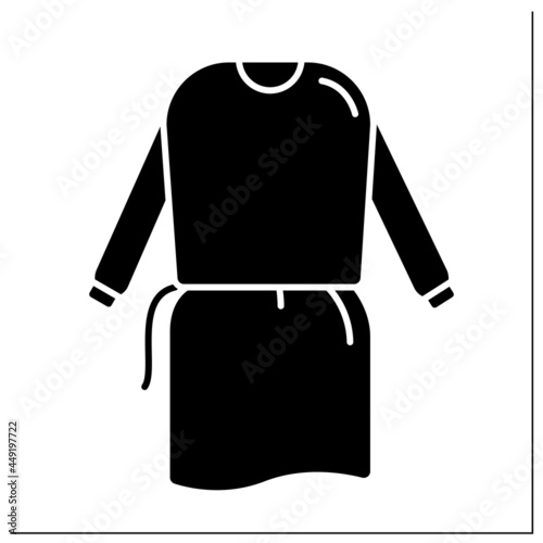 Isolation gown glyph icon. Personal protective equipment. Special equipment for surgeons. Medical PPE concept. Filled flat sign. Isolated silhouette vector illustration