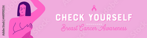 Breast Cancer awareness banner woman check